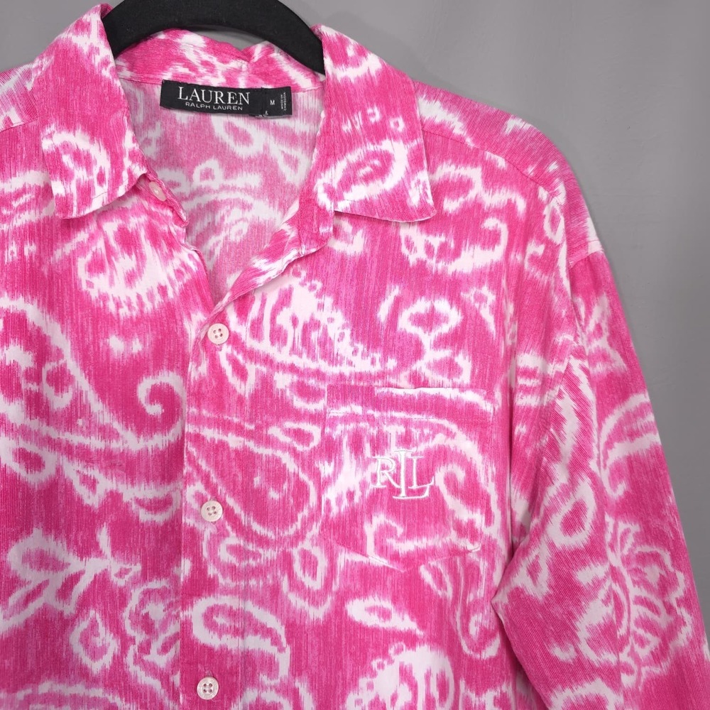LAUREN RALPH LAUREN Pink & White Sleep Shirt Paisley MEDIUM Women's Nightgown - Picture 4 of 12